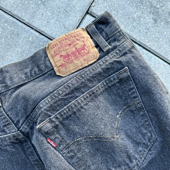 Vintage 1980s Levis 501 Straight Leg Black Denim Jeans 36x30 - Picture 5 of 7